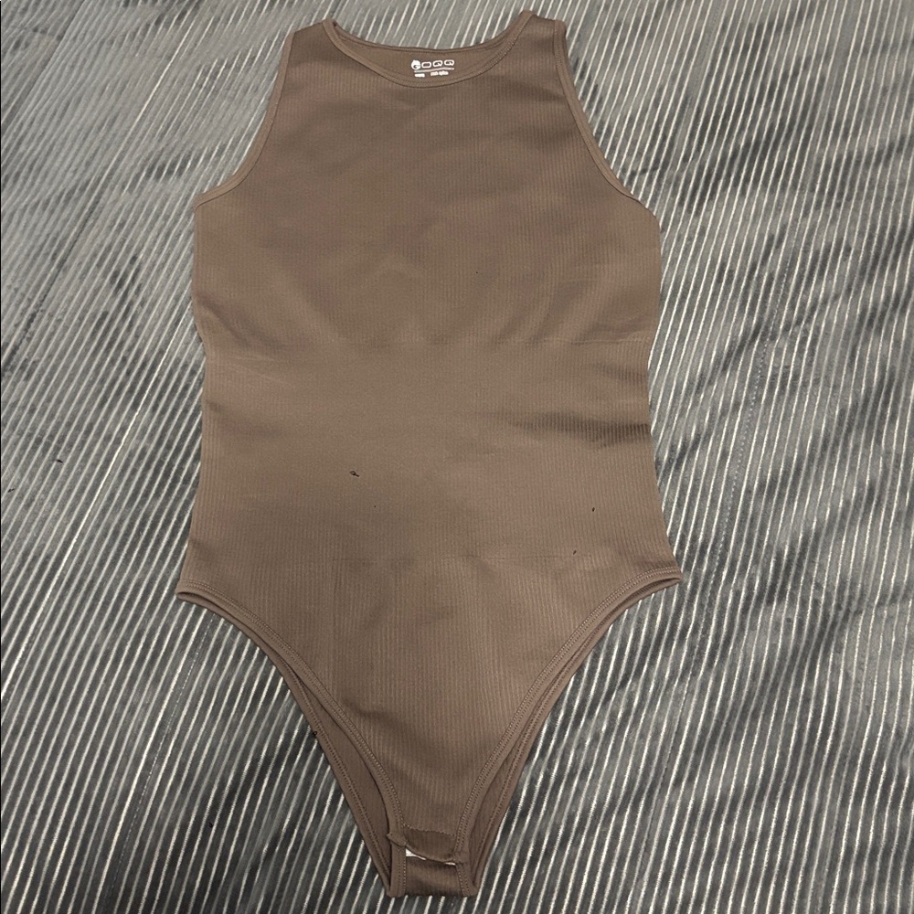 OQQ Like New Medium Dark Brown High Neck Bodysuit Dressy Fall Dressy Casual Work